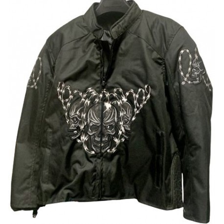 LK's "Razorwire Skull" Textile, Armoured Black Jacket