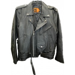 Men's "Grey" Leather Cruiser Jacket with Side Lace Adjustment