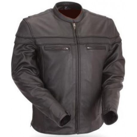 Men's Sporty Scooter Crossover Leather Jacket 