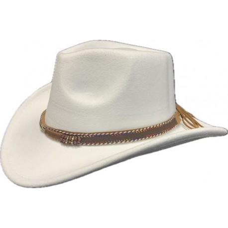 White Felt-Feel Western Hat LK-9100