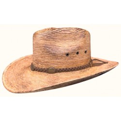 Wide Brim Straw Cowboy Hat, Metal Concho Braided Leather Hat-band LK-5385