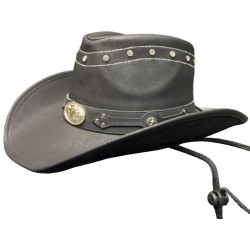 Black Western Hat Faux Leather Material LK-C1199