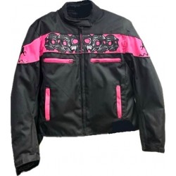 Lady's Pink & Black Skull Sports Textile Jacket