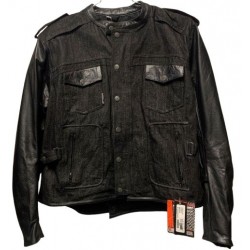 Women's Black Denim & Leather Sports Jacket