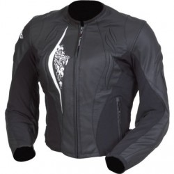 Womens' Teknic Venom Lad Black Leather/Mesh Armored Jacket
