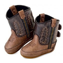 Jama Old West Poppets - Infant Boots 10102 Tan Vintage Crackle Foot/Brown Crackle Shaft Boots
