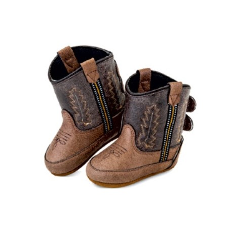 Jama Old West Poppets - Infant Boots 10102 Tan Vintage Crackle Foot/Brown Crackle Shaft Boots