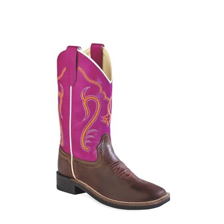 OLD WEST Brown Canyon Foot/Dark Pink Boot - Youth