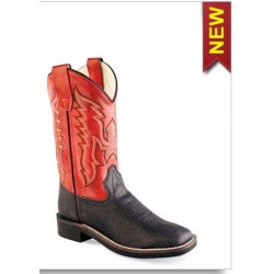 Old West Cowboy Boots Childrens Square Black Crackle Copper VB9114